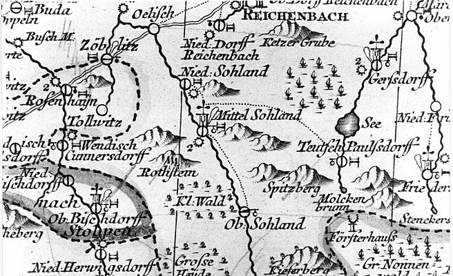 Karte von Sohland am Rotstein um 1759