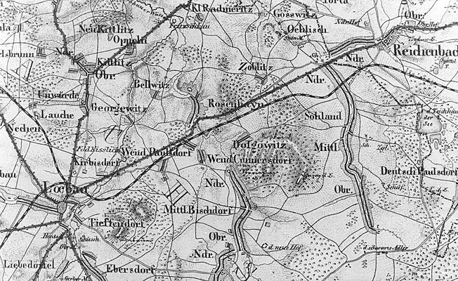 Karte von Sohland am Rotstein um 1850