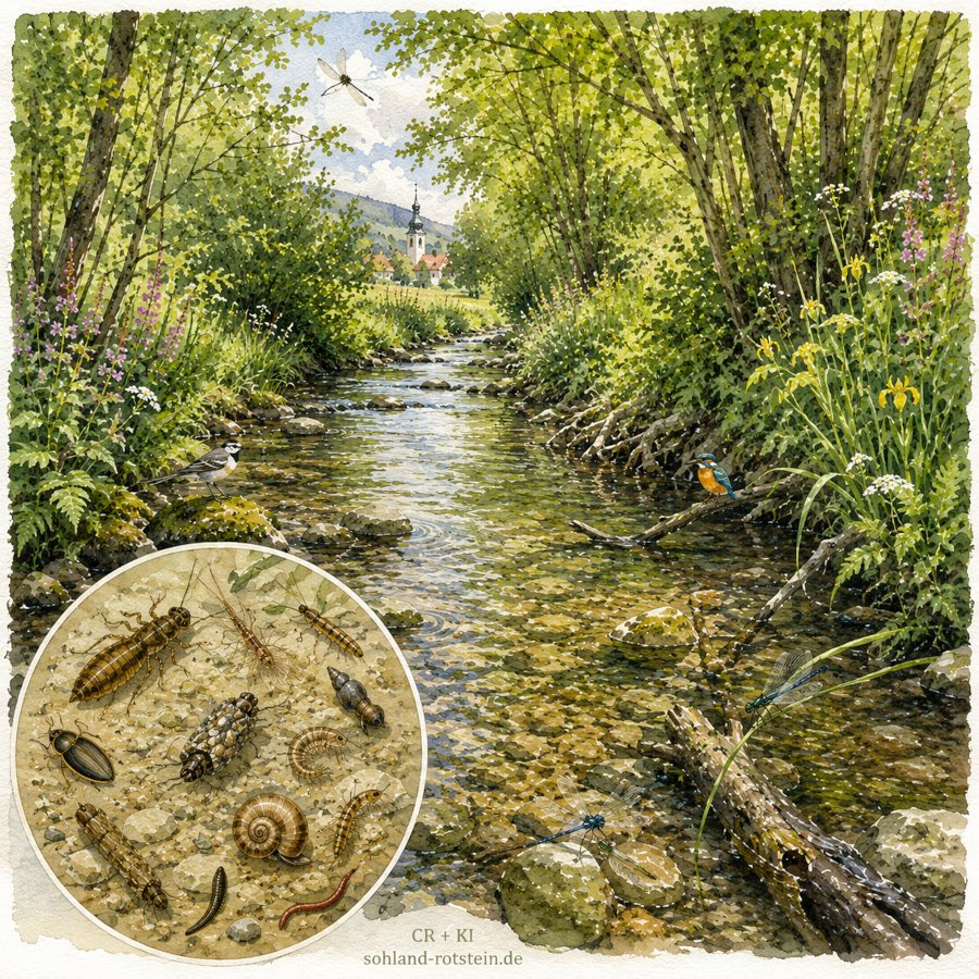 Schema Lebewesen im kleinen Bach